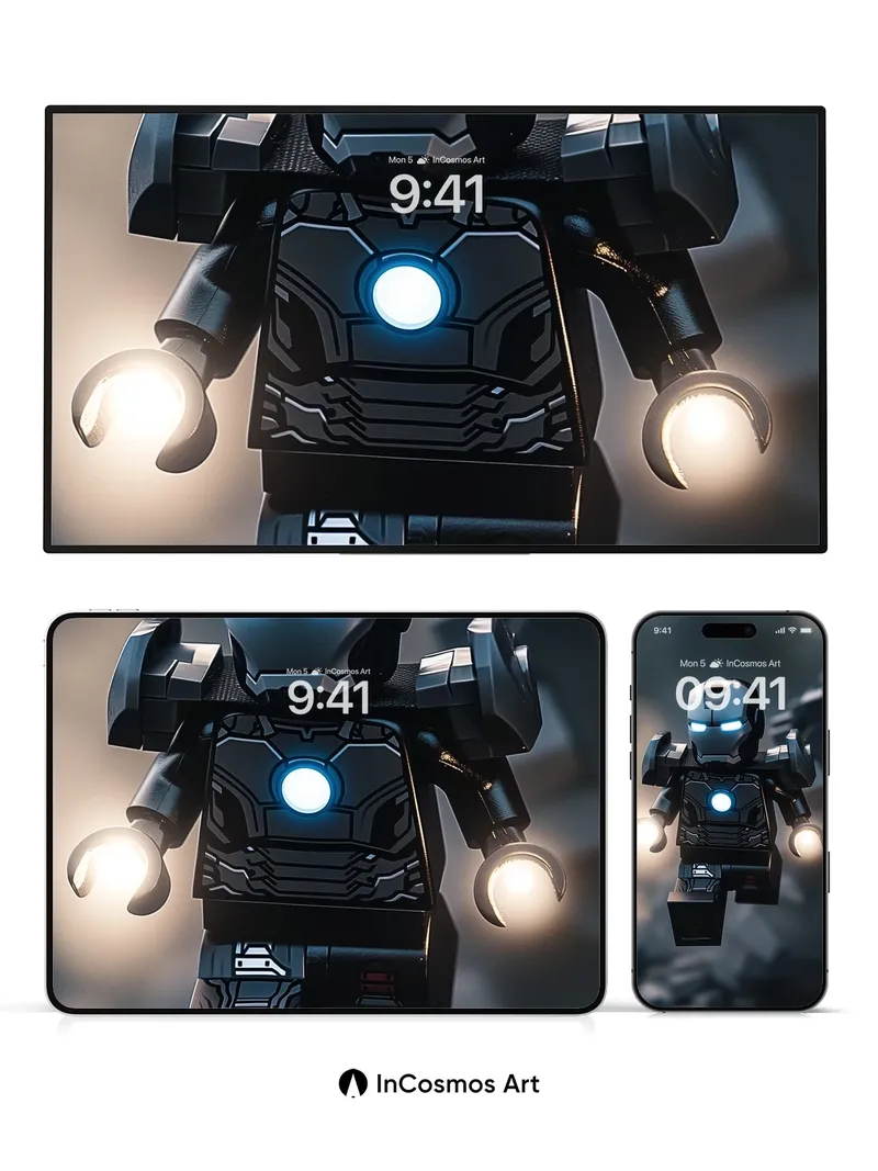 Futuristic Ironclad Wallpaper with Glowing Circuitry