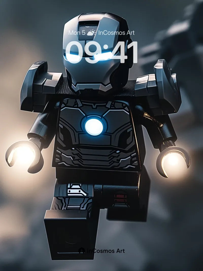 Futuristic Ironclad Wallpaper with Glowing Circuitry