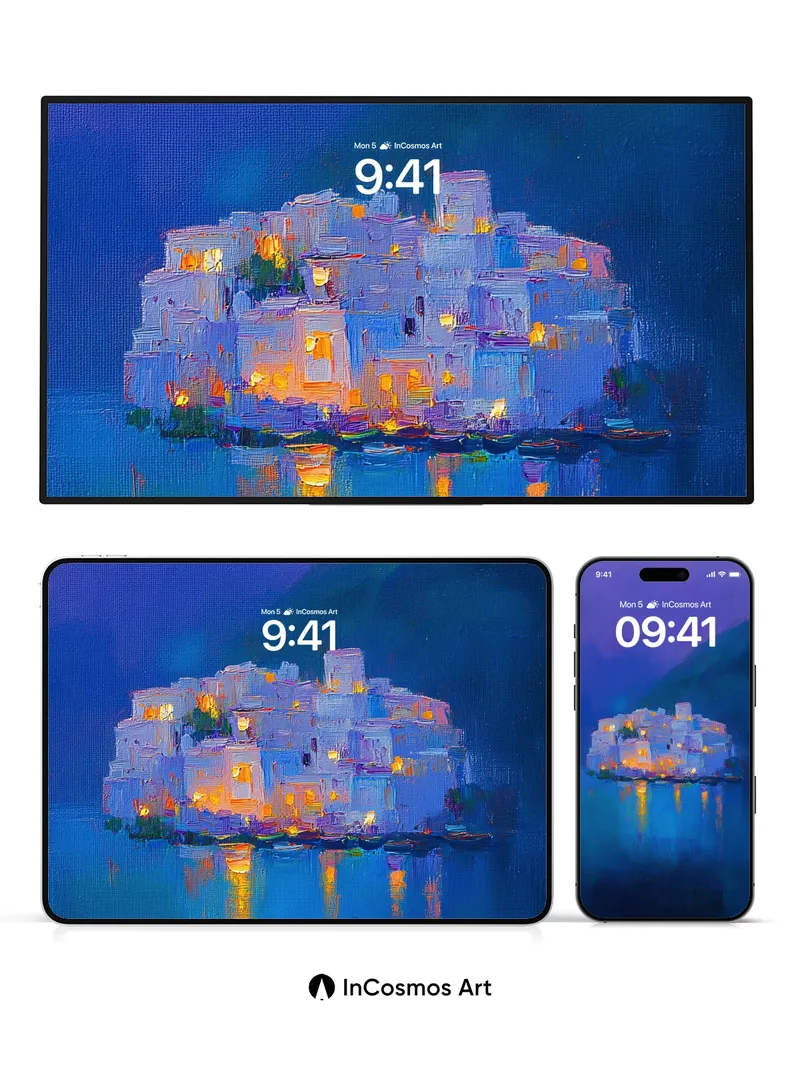 Luminous Cove Wallpaper with Moonlit Reflections