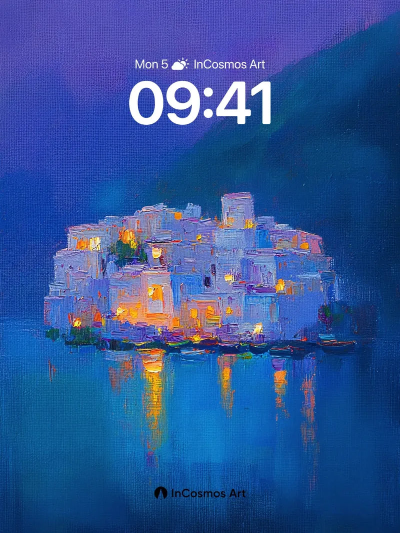 Luminous Cove Wallpaper with Moonlit Reflections