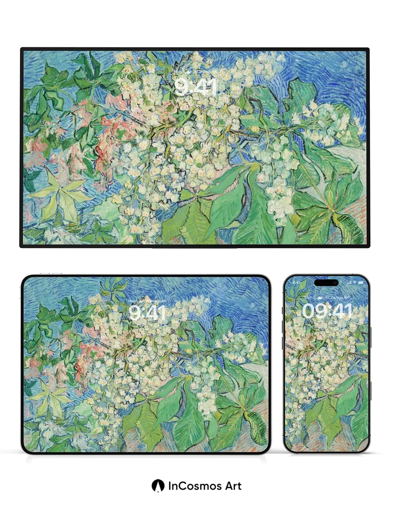 Whirlwind Bloom Wallpaper with Van Gogh's Touch