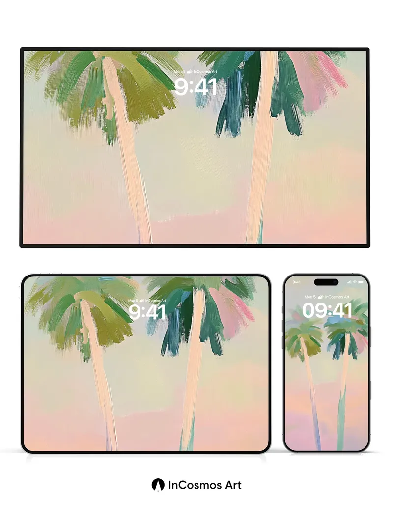 Pastel Mirage Wallpaper with Whispering Palms