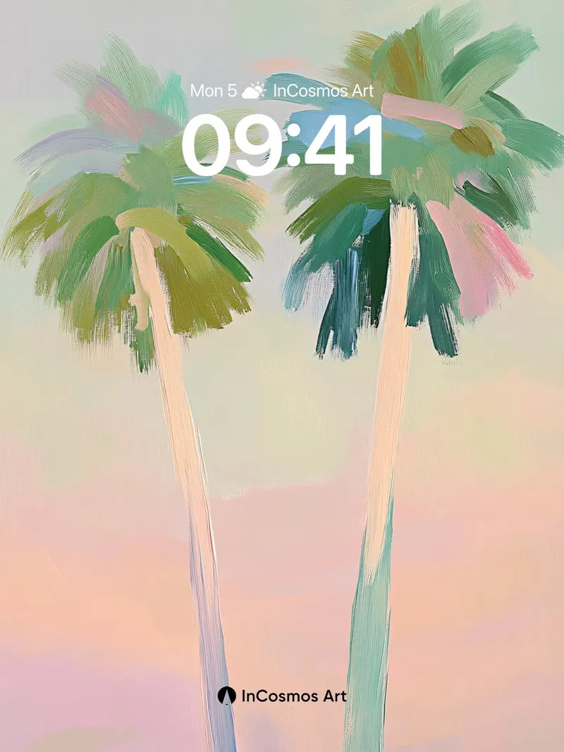 Pastel Mirage Wallpaper with Whispering Palms