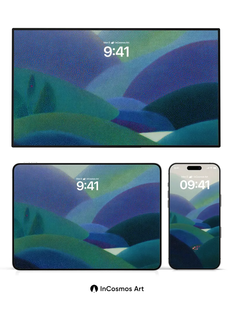 Mystic Ridge Wallpaper with Polka-Dot Hues