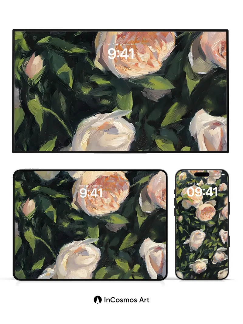 Luminous Petal Wallpaper with Velvet Shadows