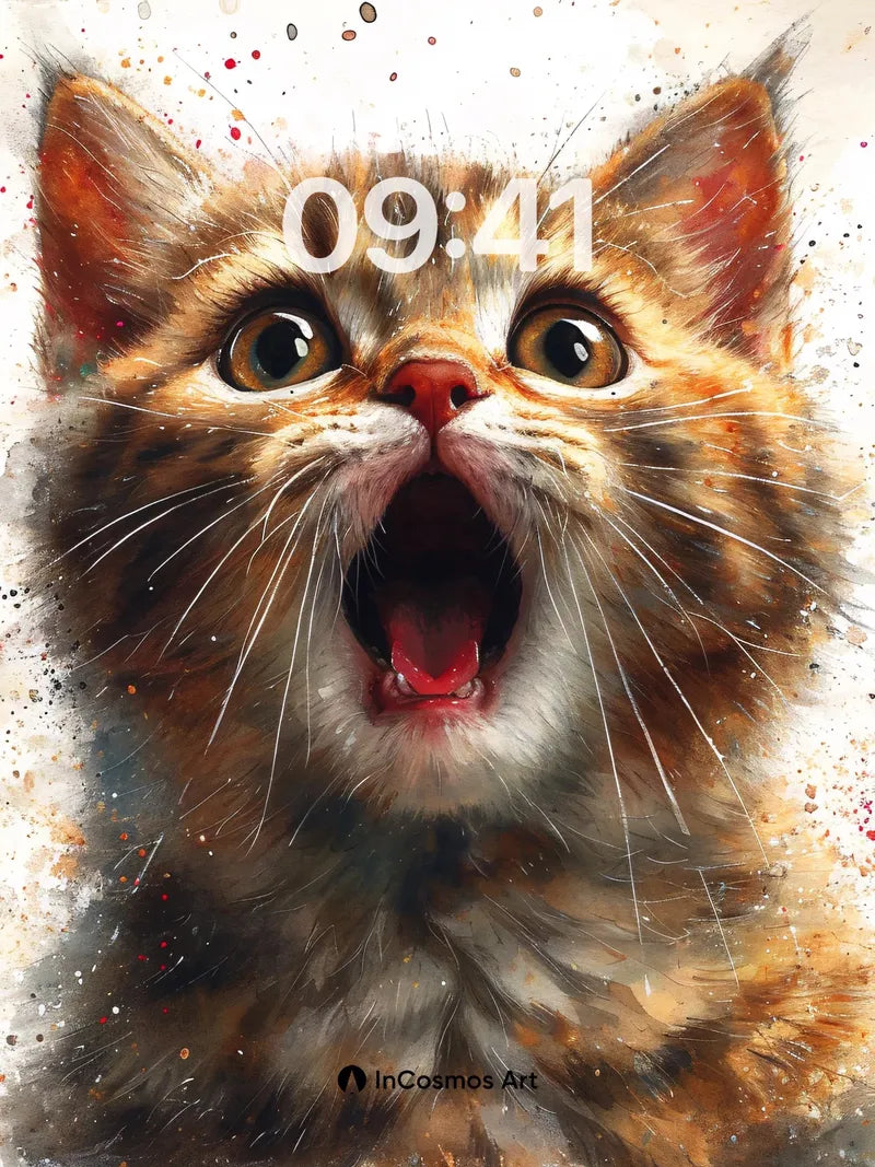 Whiskered Wonder Wallpaper with Paint-Splashed Surprise wallpaper for iPhone, iPad & Mac