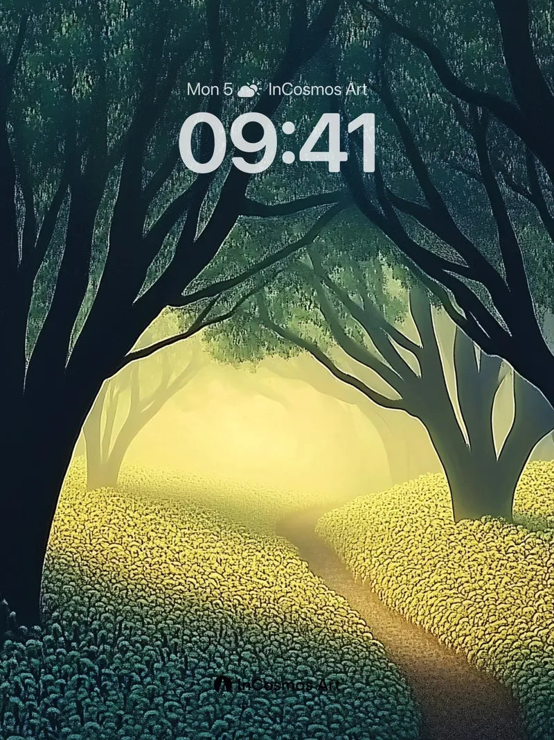 Whispering Canopy Wallpaper with Golden Hush