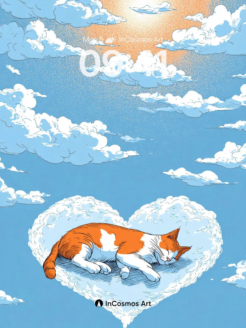 Serenity Cloud Cat Wallpaper with Heart Sky wallpaper for iPhone, iPad & Mac