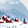 Snowfall Serenade Wallpaper with Crimson Cottages wallpaper for iPhone, iPad & Mac