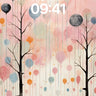 Whimsical Balloon Rain Wallpaper with Midnight Cat wallpaper for iPhone, iPad & Mac