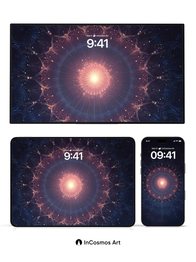 Cosmic Mandala Wallpaper with Starlit Veins