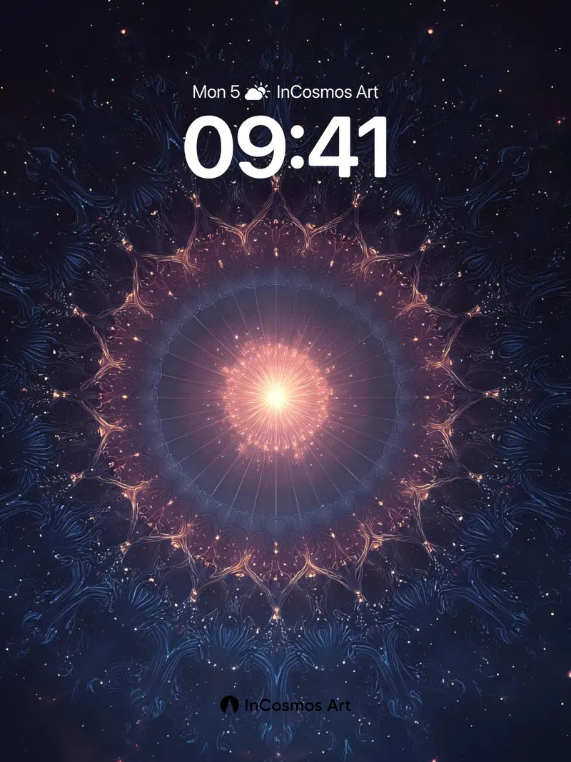 Cosmic Mandala Wallpaper with Starlit Veins