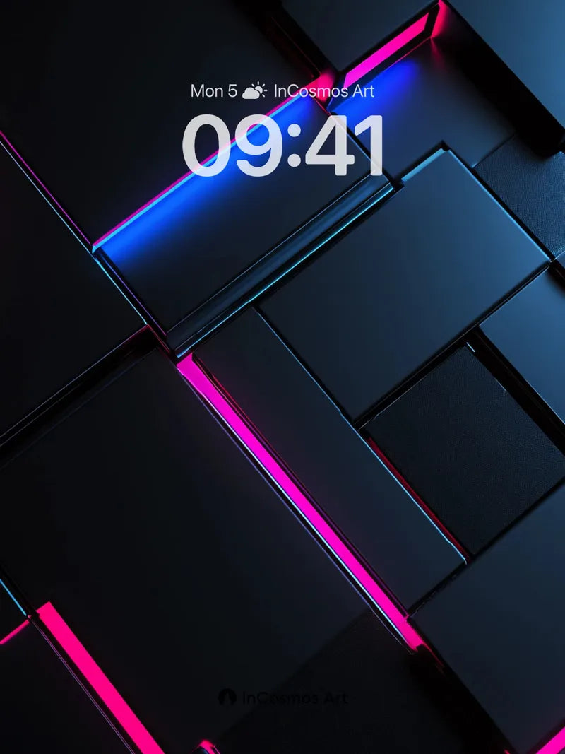 Neon Pulse Wallpaper with Geometric Depth