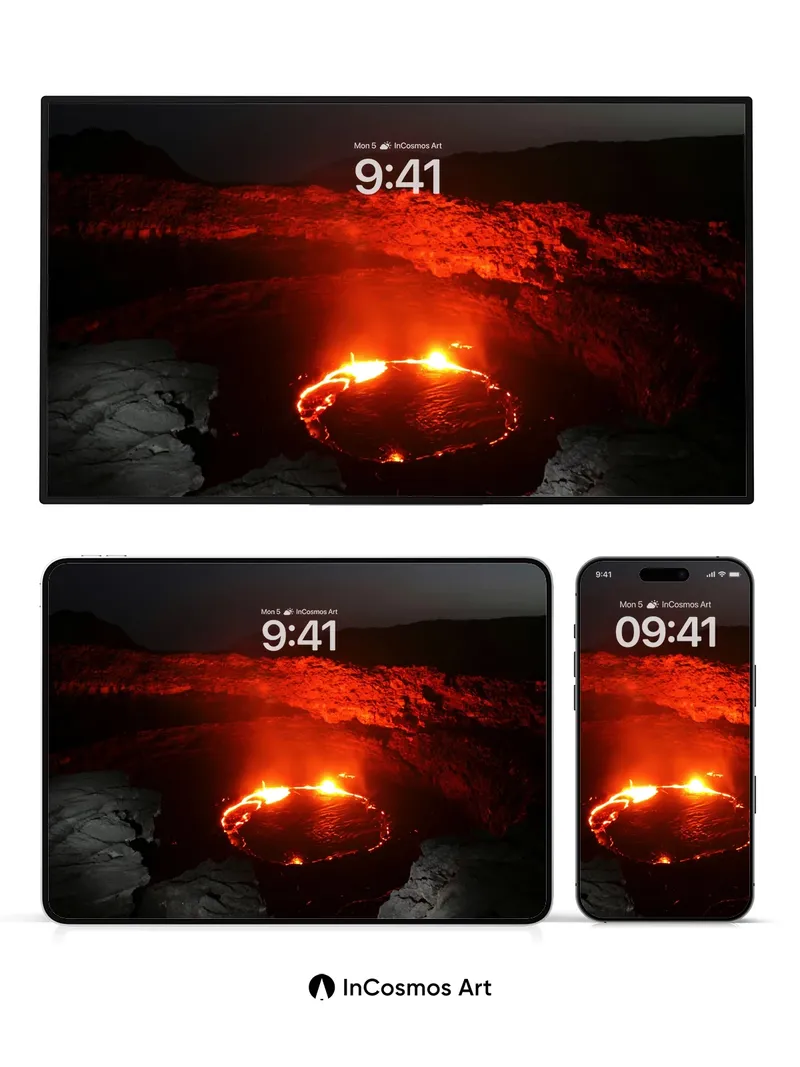 Fiery Abyss Wallpaper with Lava Heart