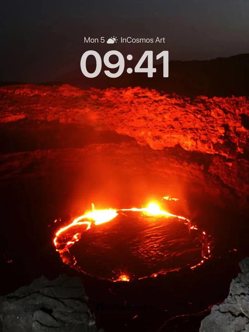 Fiery Abyss Wallpaper with Lava Heart