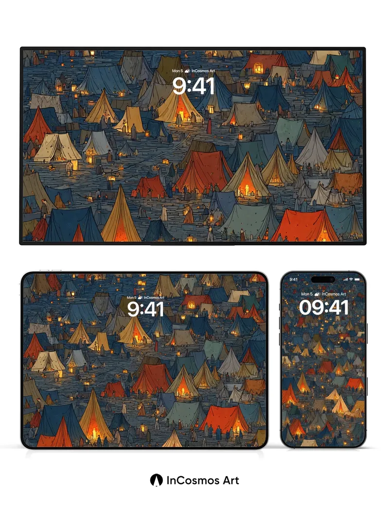 Whispering Canvas Wallpaper with Tent Cities