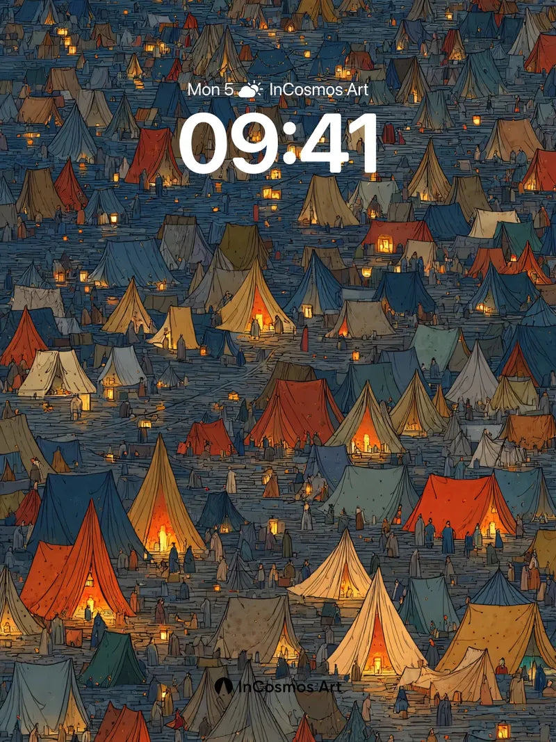 Whispering Canvas Wallpaper with Tent Cities