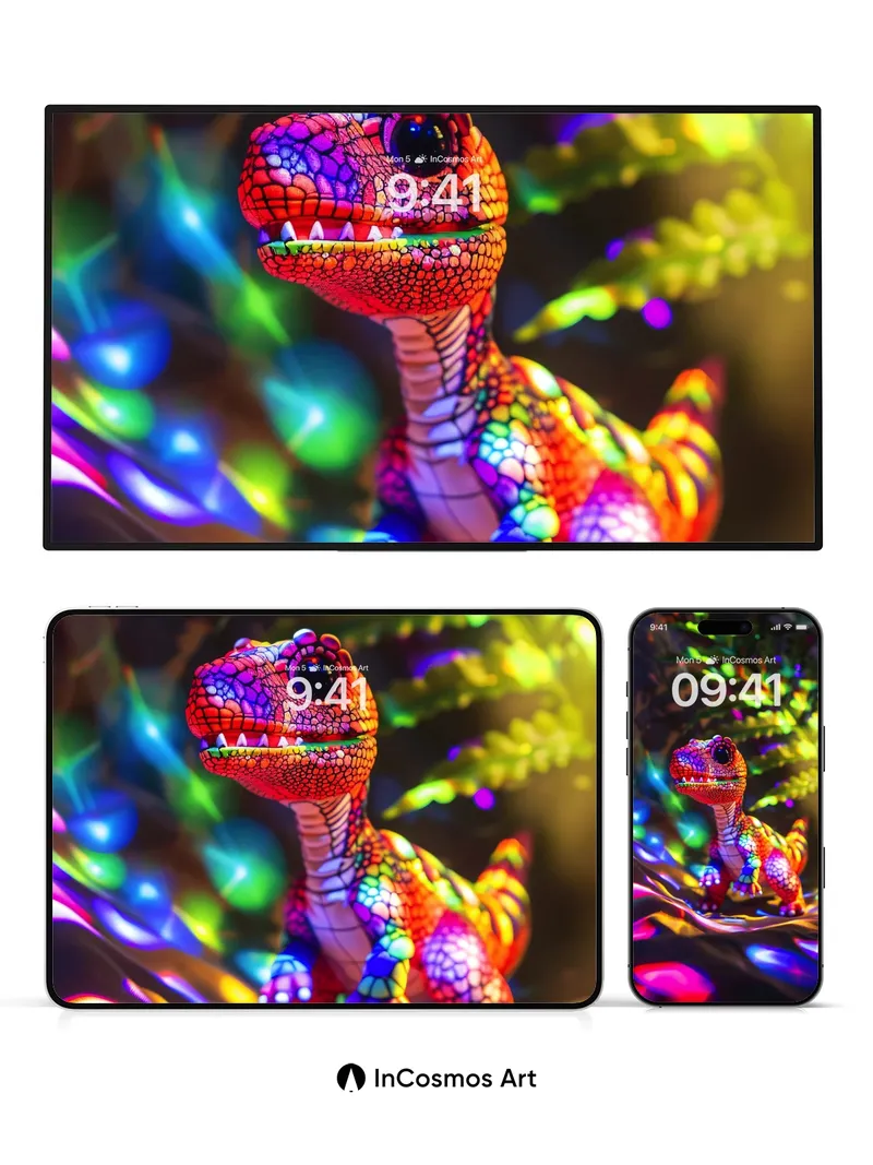 Rainbow Reptile Wallpaper with Neon Jungle