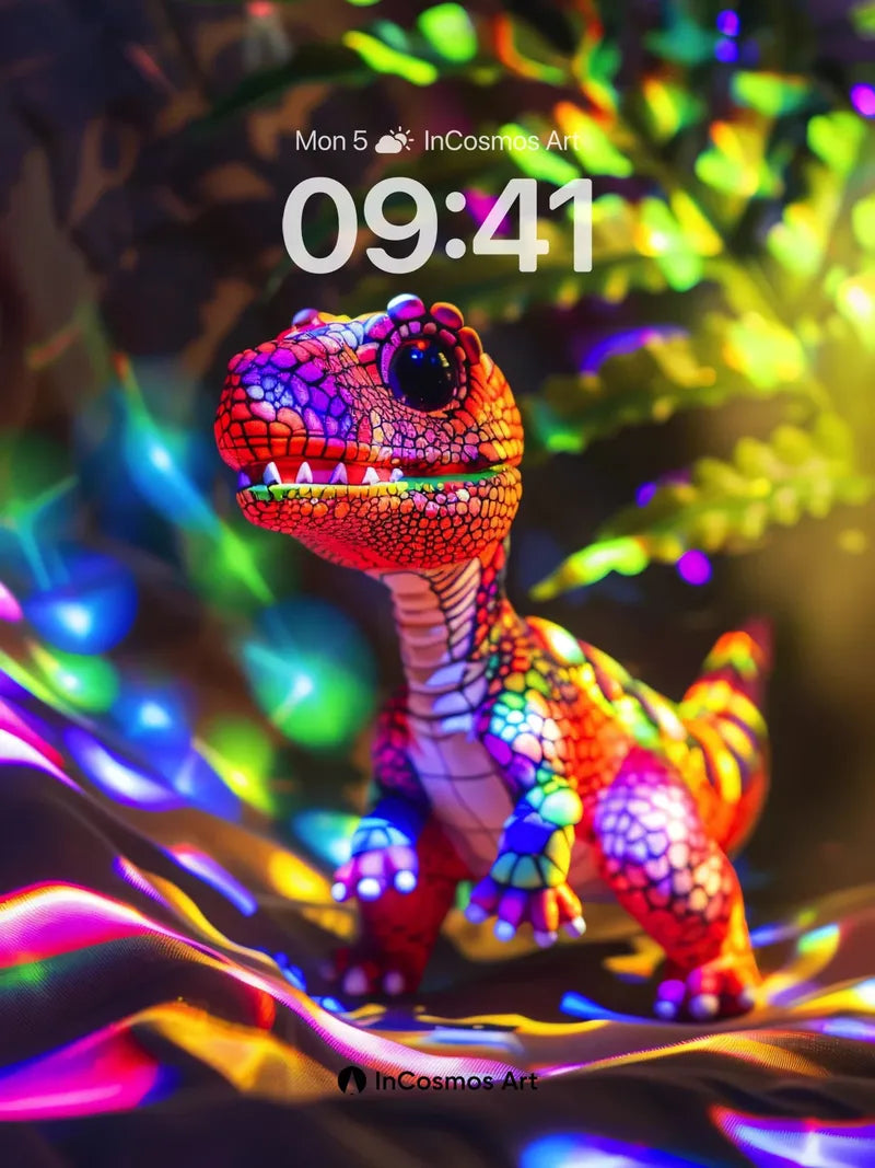 Rainbow Reptile Wallpaper with Neon Jungle