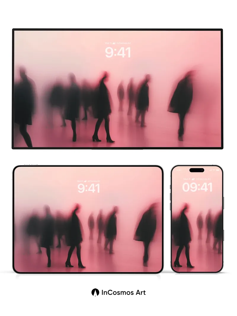 Hushed Silhouettes Wallpaper with Pink Fog
