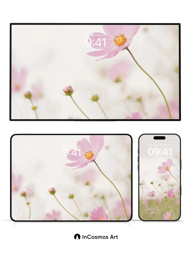 Soft Hush Floral Wallpaper with Gentle Light