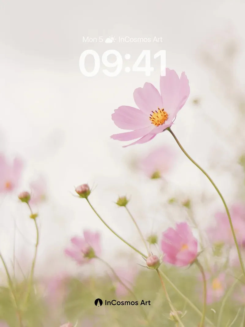 Soft Hush Floral Wallpaper with Gentle Light