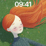 Serenity in Copper Tresses Wallpaper with Whispering Grass wallpaper for iPhone, iPad & Mac