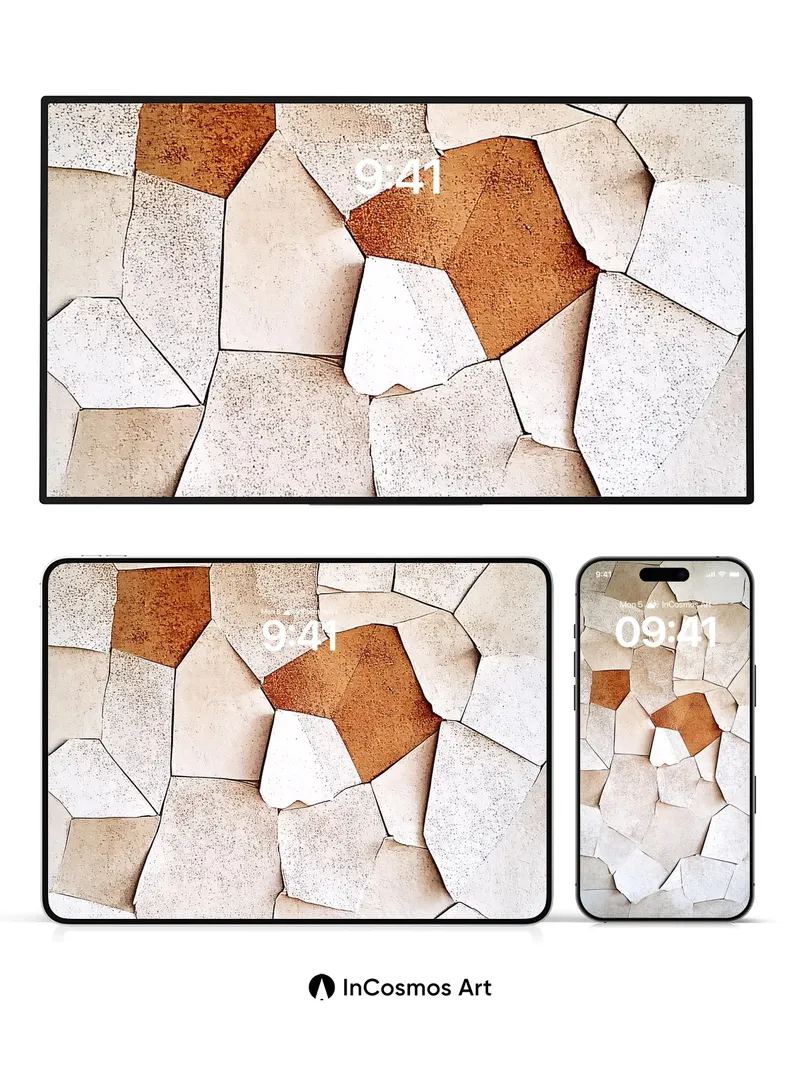 Earthy Mosaic Wallpaper with Rust-Colored Accents