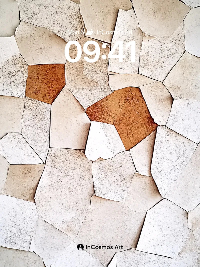Earthy Mosaic Wallpaper with Rust-Colored Accents