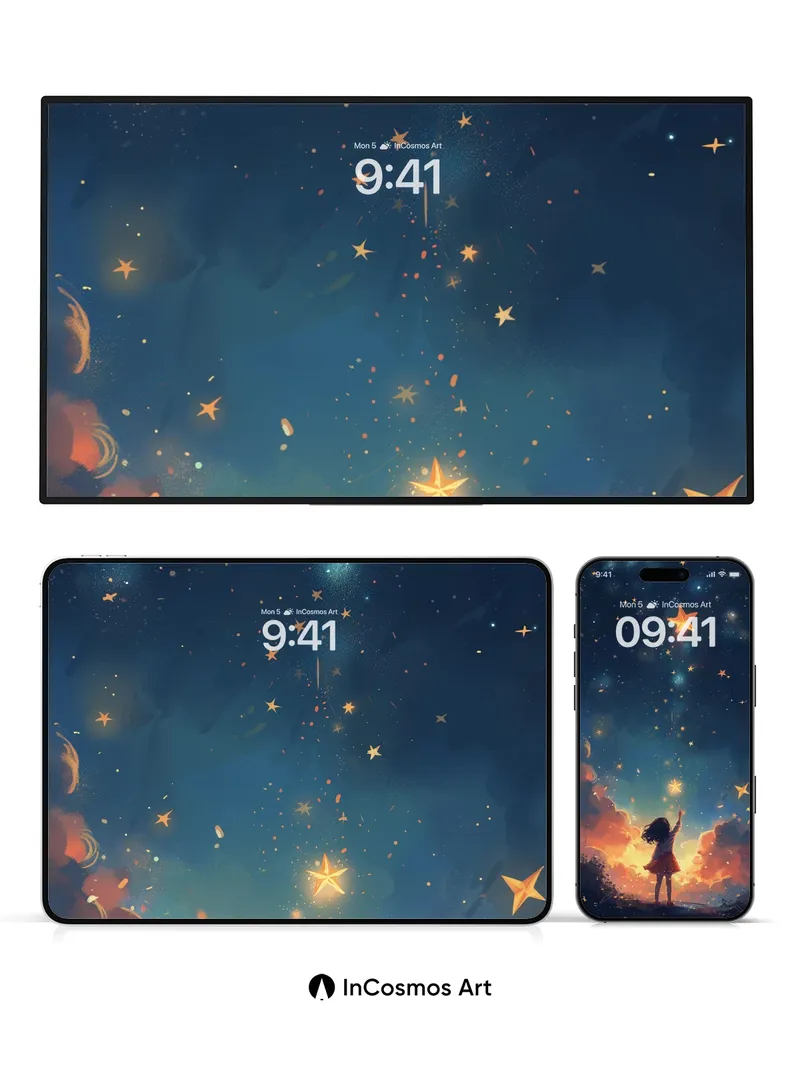 Wonderful Starlight Wallpaper with Floating Constellations