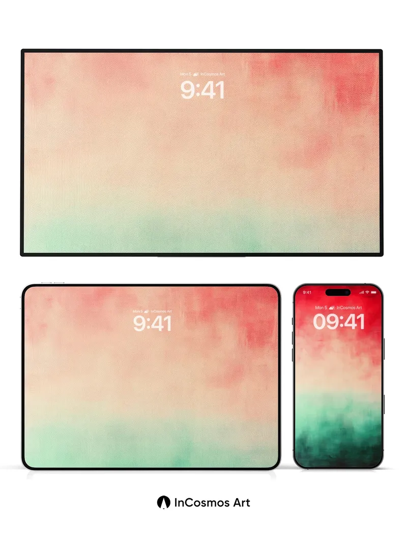 Crimson Horizon Wallpaper with Teal Embrace