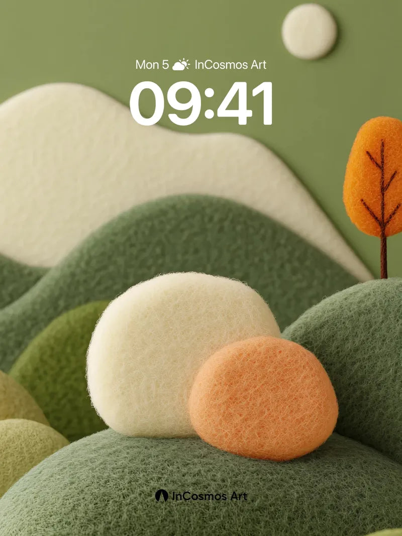 Soft Hues Wallpaper with Felted Landscape