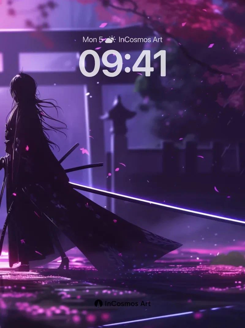 Mystic Sakura Wallpaper with Shadowed Blade