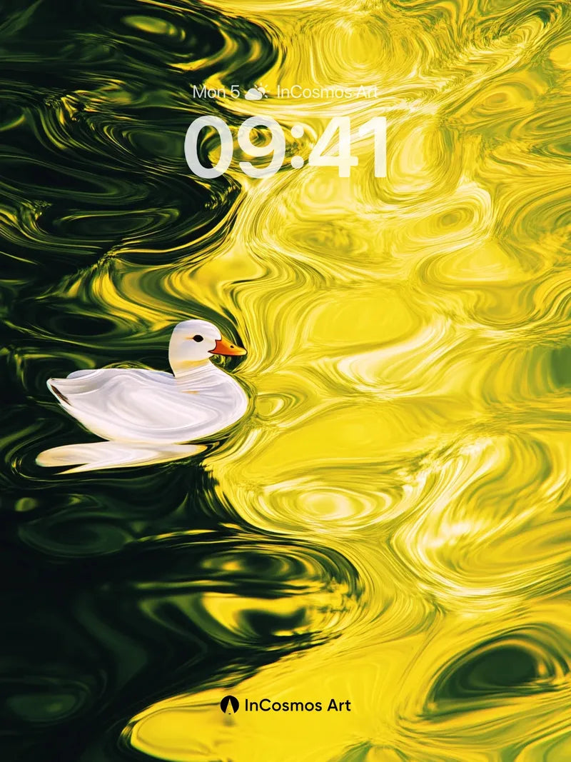 Golden Mirage Wallpaper with Floating Duck
