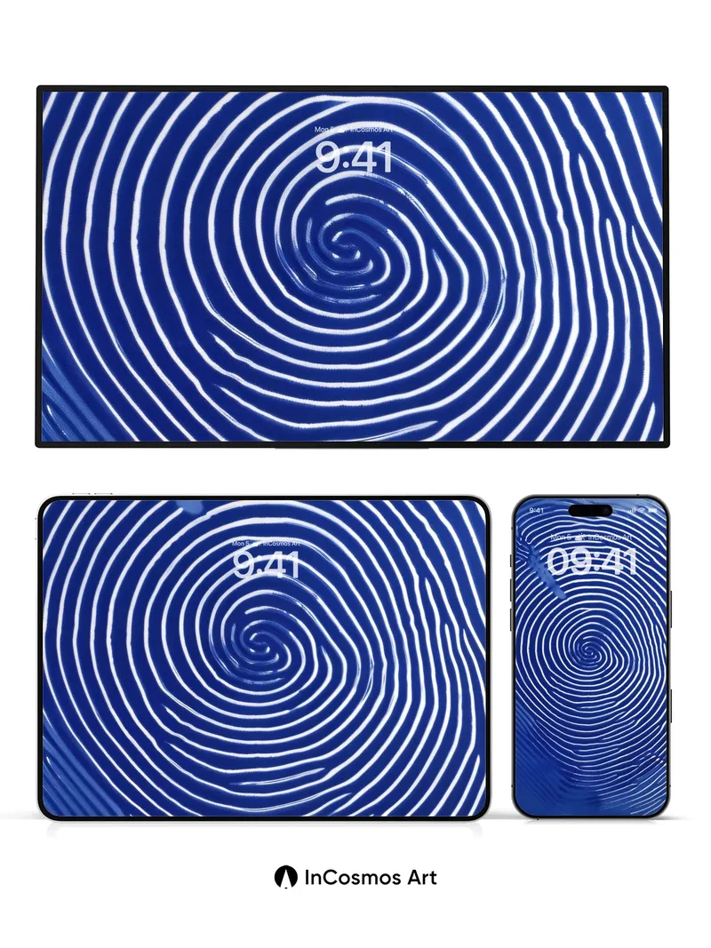 Spiral Echo Wallpaper with Deep Blue Currents