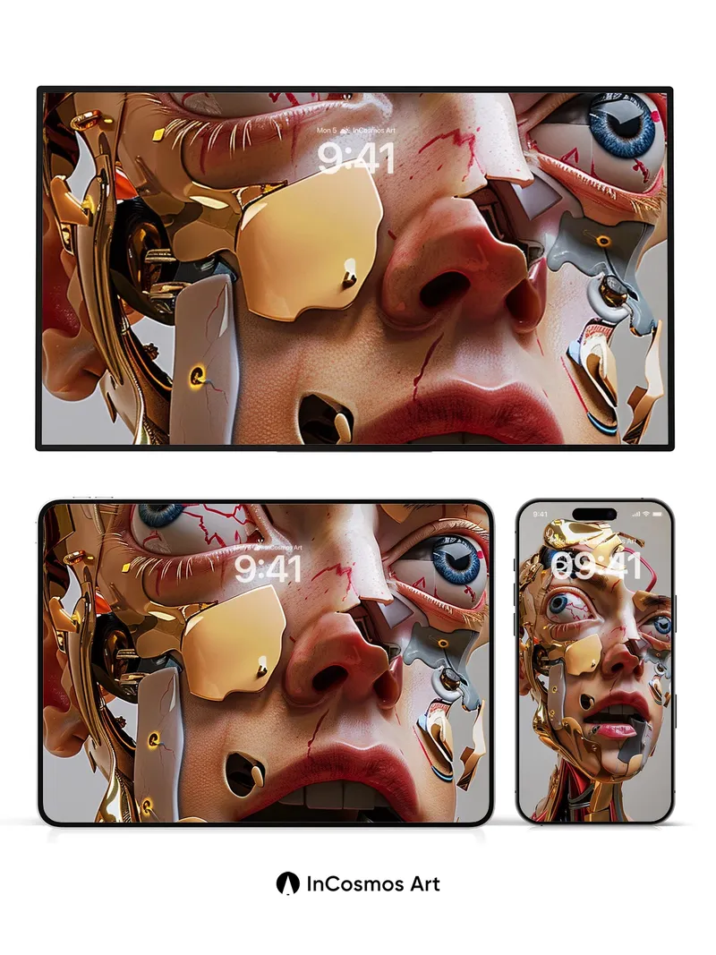 Fractured Gaze Wallpaper with Golden Veins