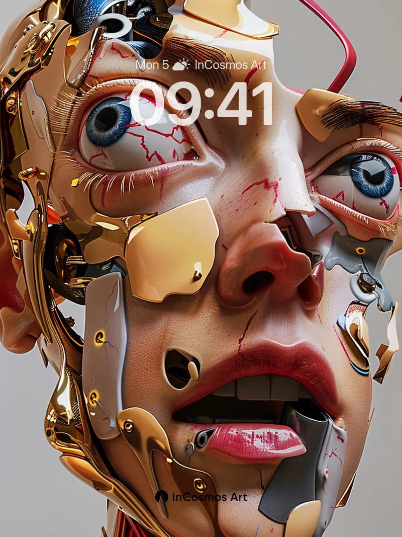 Fractured Gaze Wallpaper with Golden Veins