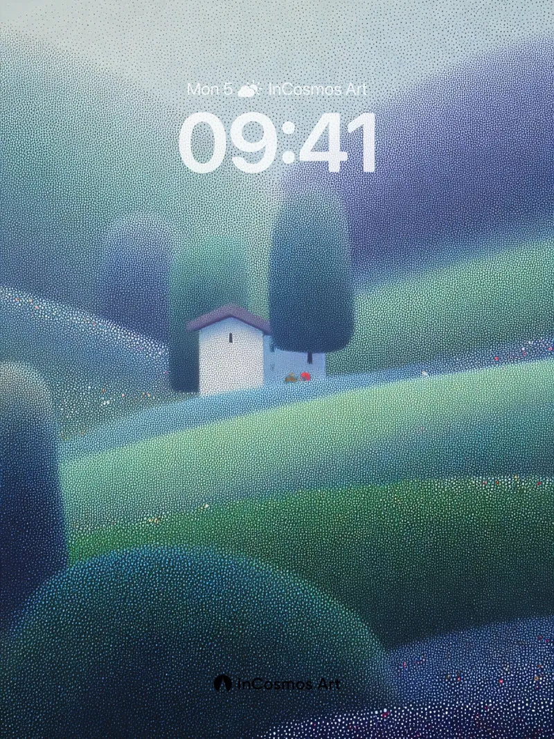 Mist-veiled Cottage Wallpaper with Dotted Hues