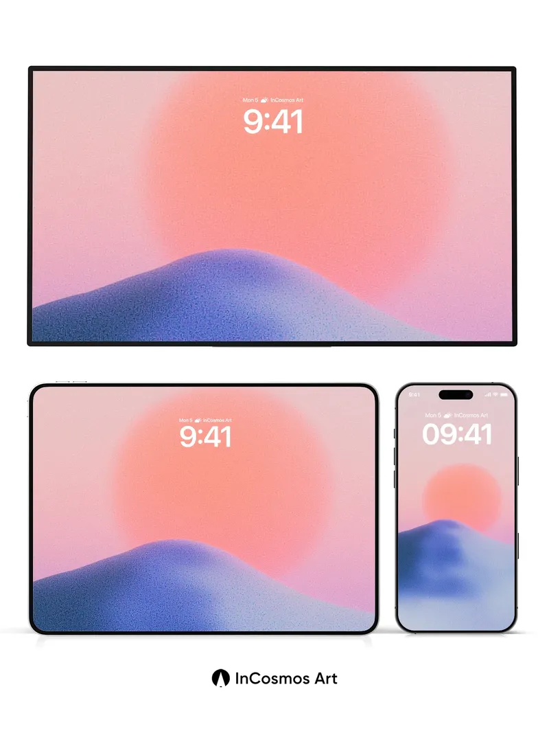 Serene Horizon Wallpaper with Soft Sun Disc