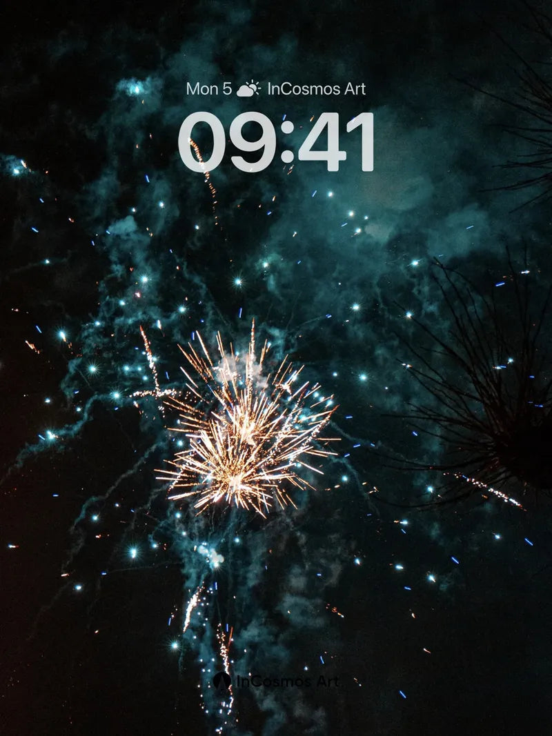 Celestial Burst Wallpaper with Starlit Smoke