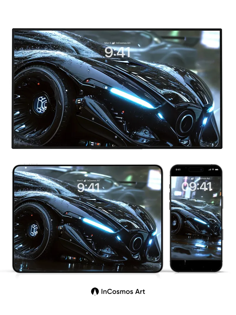 Neon Drizzle Wallpaper with Cybernetic Reflections