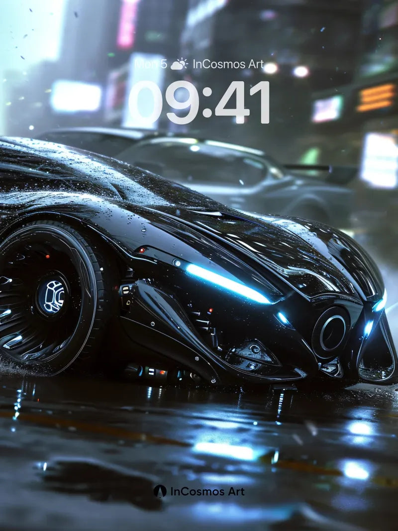 Neon Drizzle Wallpaper with Cybernetic Reflections