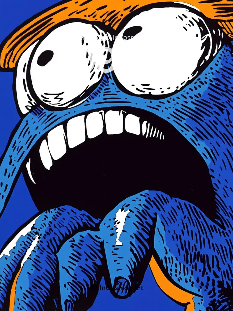 Screaming Blue Creature Wallpaper with Pop Art Energy