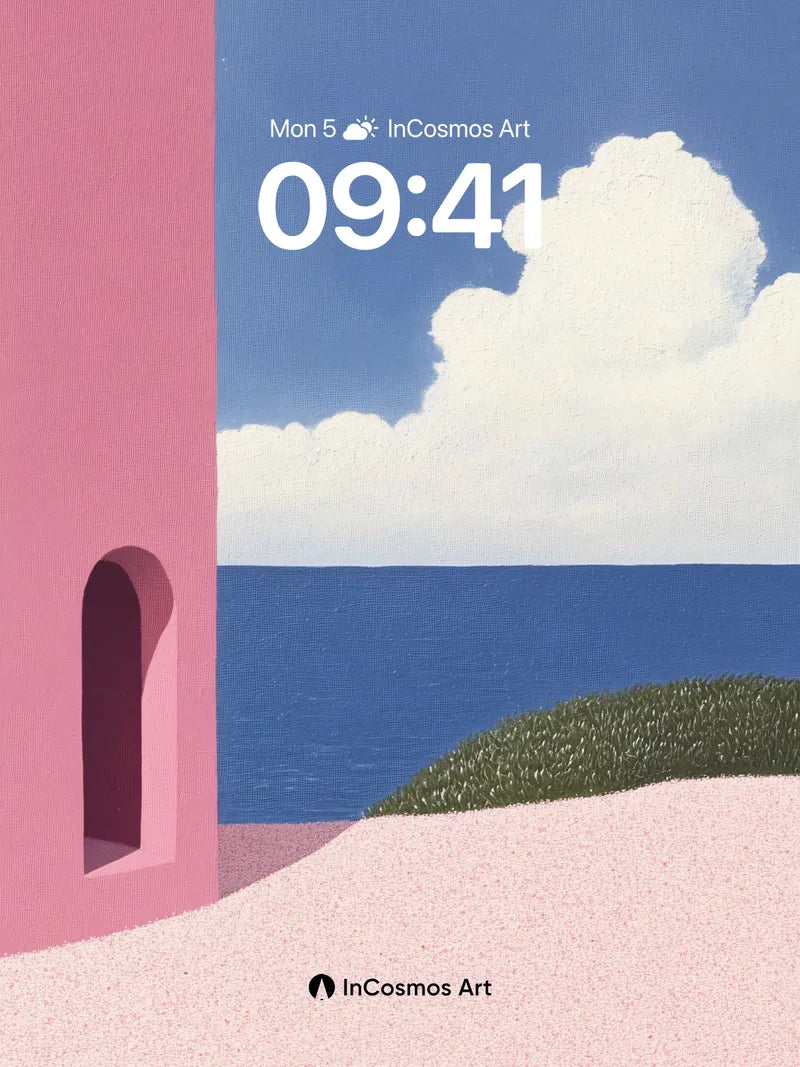 Serene Pink Horizon Wallpaper with Arched Whisper