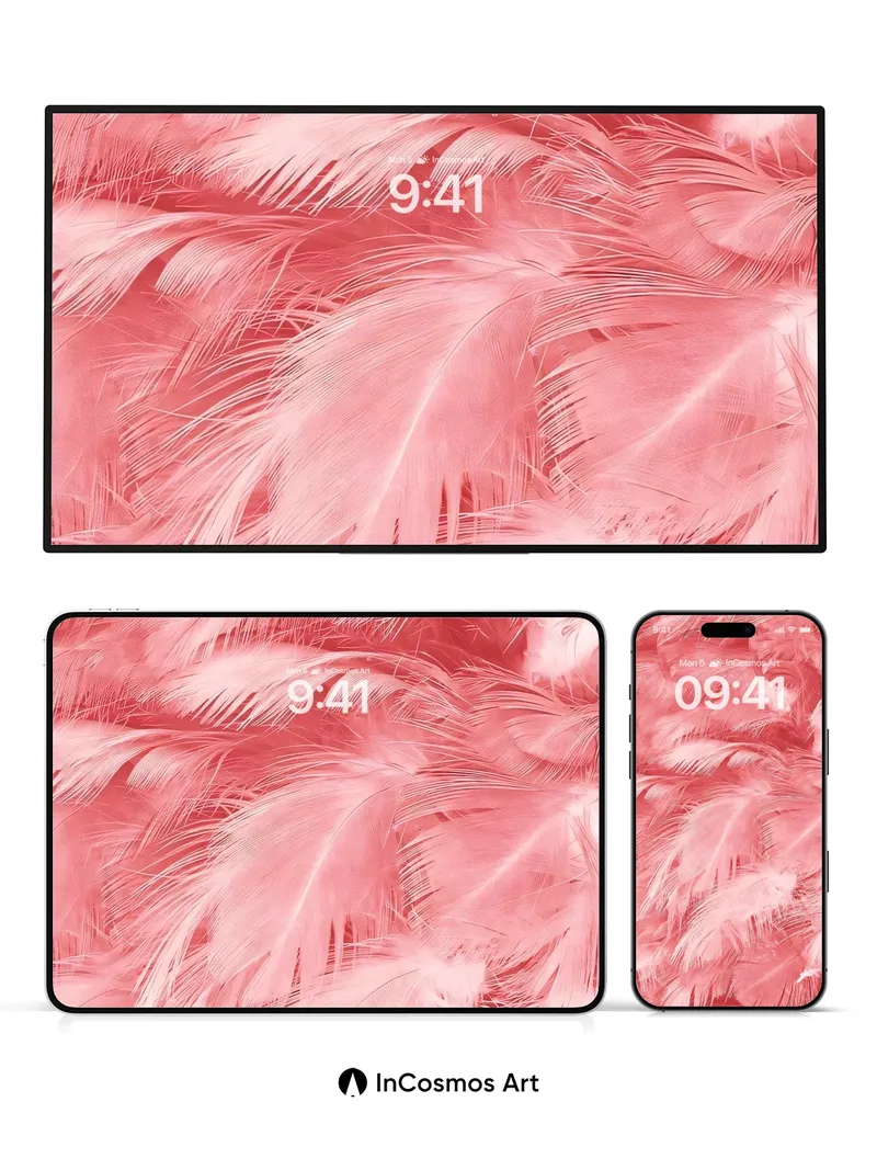 Crimson Feather Wallpaper with Soft Light Veil