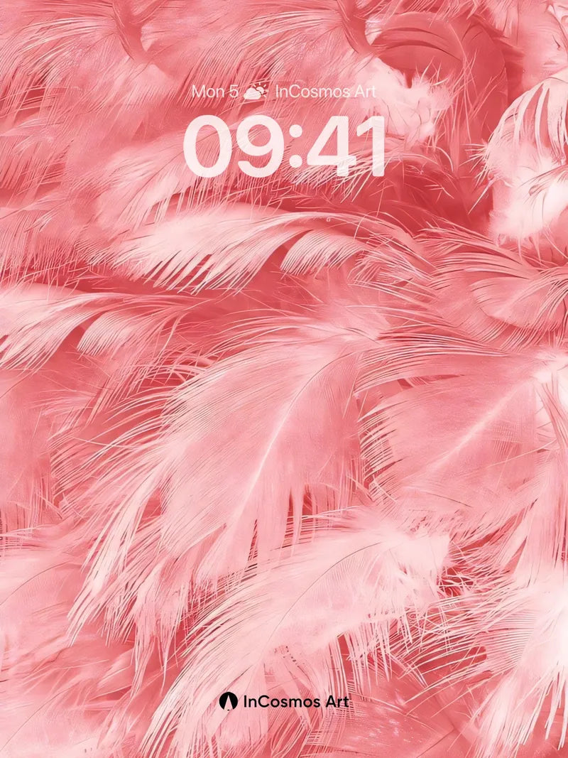 Crimson Feather Wallpaper with Soft Light Veil