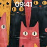 Whimsical Cat Parade Wallpaper with Bold Stripes wallpaper for iPhone, iPad & Mac