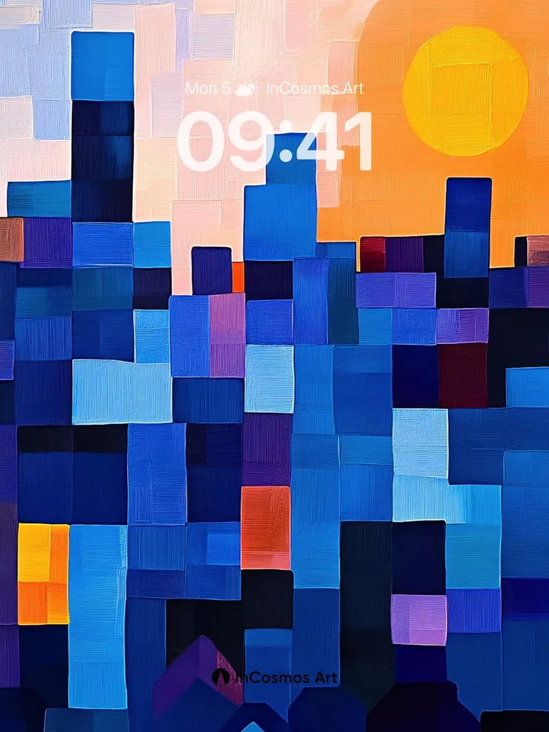 Cobalt Cityscape Wallpaper with Sunset Pulse