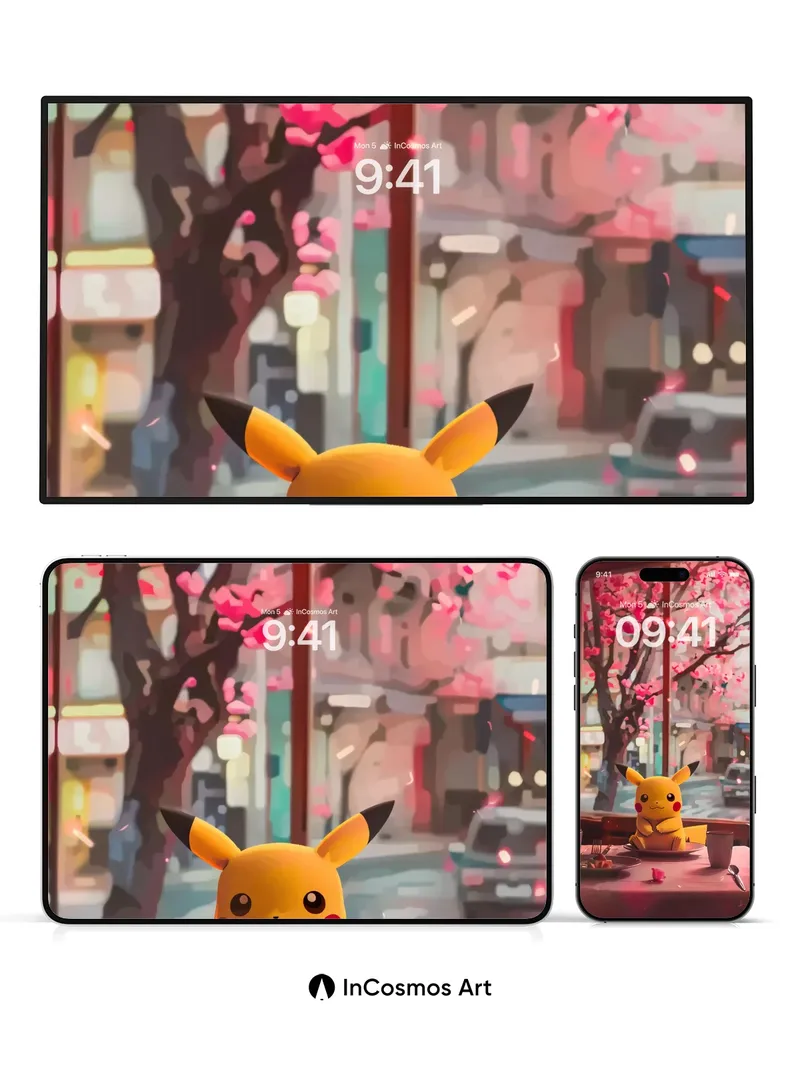 Cherry Bloom Wallpaper with Pikachu Serenity