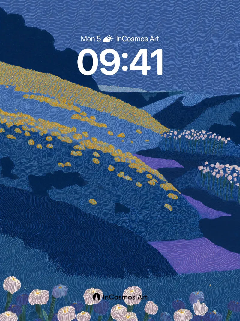 Nocturnal Bloom Wallpaper with Whispering Hills